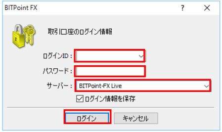 BITPoint（ビットポイント）MT4のログイン画面