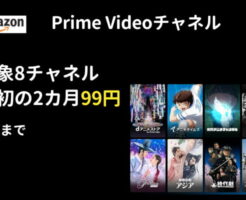 Amazon Prime Video 8チャンネルが最初の2ヶ月 月額99円（全利用で81％オフ）（5/9まで）※アニメ・映画・韓流・時代劇・ヒーローなど