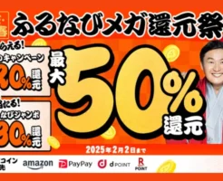 ふるなび、ふるさと納税で最大50%還元（誰でも最大20%、30%はハズレなし抽選） 6つのキャンペーン併用でさらに得【2/2まで】