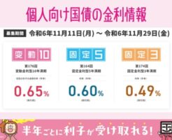 【2024年11月】個人向け国債 変動10年 利率は0.65％（前月比+0.08%）。金利の推移は？日銀政策との関係は？ 国債はどこで買う？開催キャンペーン一覧