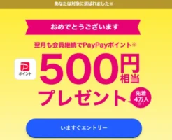 【先着4万人】LYPプレミアムを翌月も会員継続でPayPayポイント500円分がもらえる