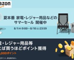 【8/10まで】Amazon「夏本番 家電・レジャー用品などのサマーセール」買うほどポイント獲得できるキャンペーンも同時開