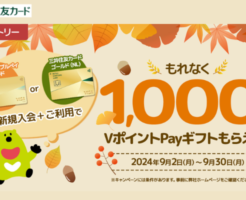 三井住友カードホルダー、複数枚持ちキャンペーンで1000VポイントPayがもらえる（9/30まで）