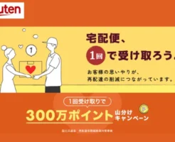 楽天の宅配便を1回で受け取ると300万ポイントが山分けへ（10/31まで）