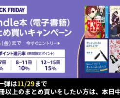 【11/29まで 第一弾最終日】Kindle本まとめ買いキャンペーンで最大15%還元。1弾・2弾で2回開催。15冊以上買いたい方は2回利用がお得！（12/6まで）