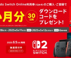 【5/11まで】Nintendo Switch Online 12カ月利用券購入で1ヶ月分もらえる！セブンイレブン、ローソンで