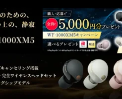 ソニーの世界最高ノイキャン WF-1000XM5を買うなら今がチャンス！割引セール＋応募で5000円相当の「現金/PayPayポイント」がもらえる（7/31まで）
