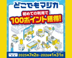 【どこでもマジカ】 設定・利用で100ポイントGET！キャンペーン（1/31まで） ※ドンキホーテ以外でも利用可能に