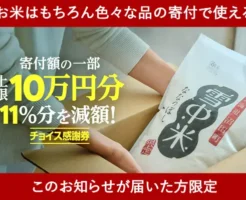【9/30まで】「チョイス感謝券」キャンペーン。寄付金額の11%分を「ふるさとチョイス」が負担。控除満額＆その場で割引 ※対象者限定