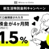 【新規口座限定で高金利！】みんなの銀行「新生活応援・特別金利キャンペーン」｜年1.30％〜1.50％ ＋  現金1,000円もらえる！（4/30まで）