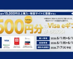 【6/15まで】セブン‐イレブンでバニラVisa購入&登録で「Visa eギフト500円分」がもらえる!還元率3.3%のキャンペーン開催中