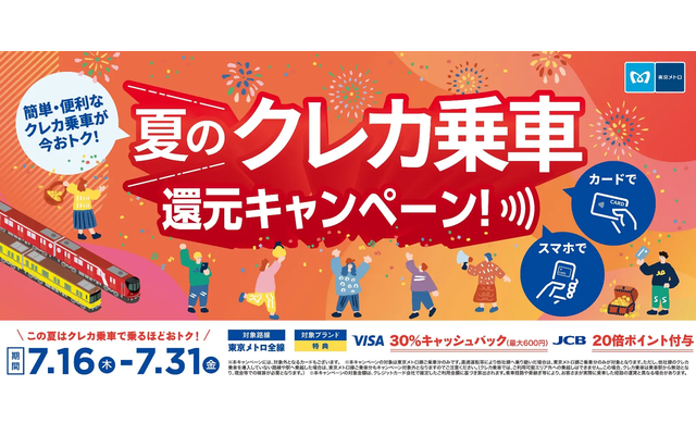 【7/31まで】東京メトロのタッチ決済がお得!Visa30%還元・JCB20%還元キャンペーン
